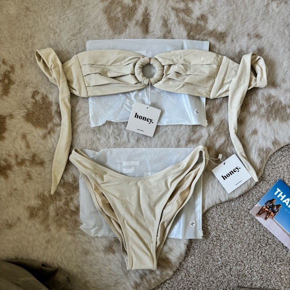 honey swim Other - honey. Women's Cream Ring-Front Bandeau Bikini